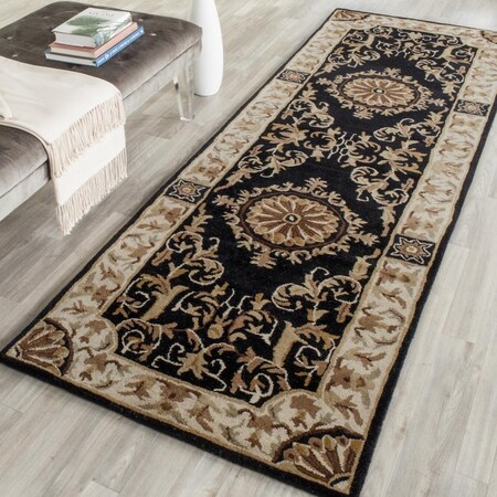 Safavieh Empire Runner Rugs, Black and Ivory - 2 ft.-6 in. x 12 ft. EM459D-212